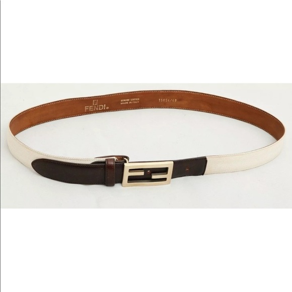 FENDI Authentic ZUCCA Leather Buckle Belt Italy 48 - Picture 2 of 8